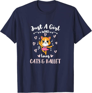 Just A Girl Who Loves Cats And Ballet T-Shirt - T-Shirt | Navy