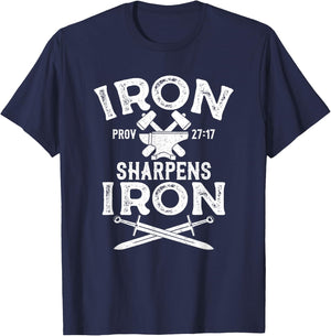 Iron Sharpens Iron Motivational Proverbs 27 Christian T-Shirt - T-Shirt | Navy