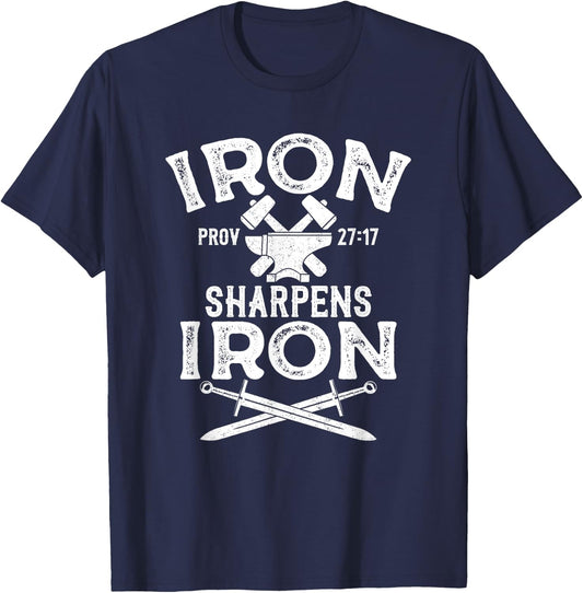 Iron Sharpens Iron Motivational Proverbs 27 Christian T-Shirt - T-Shirt | Navy