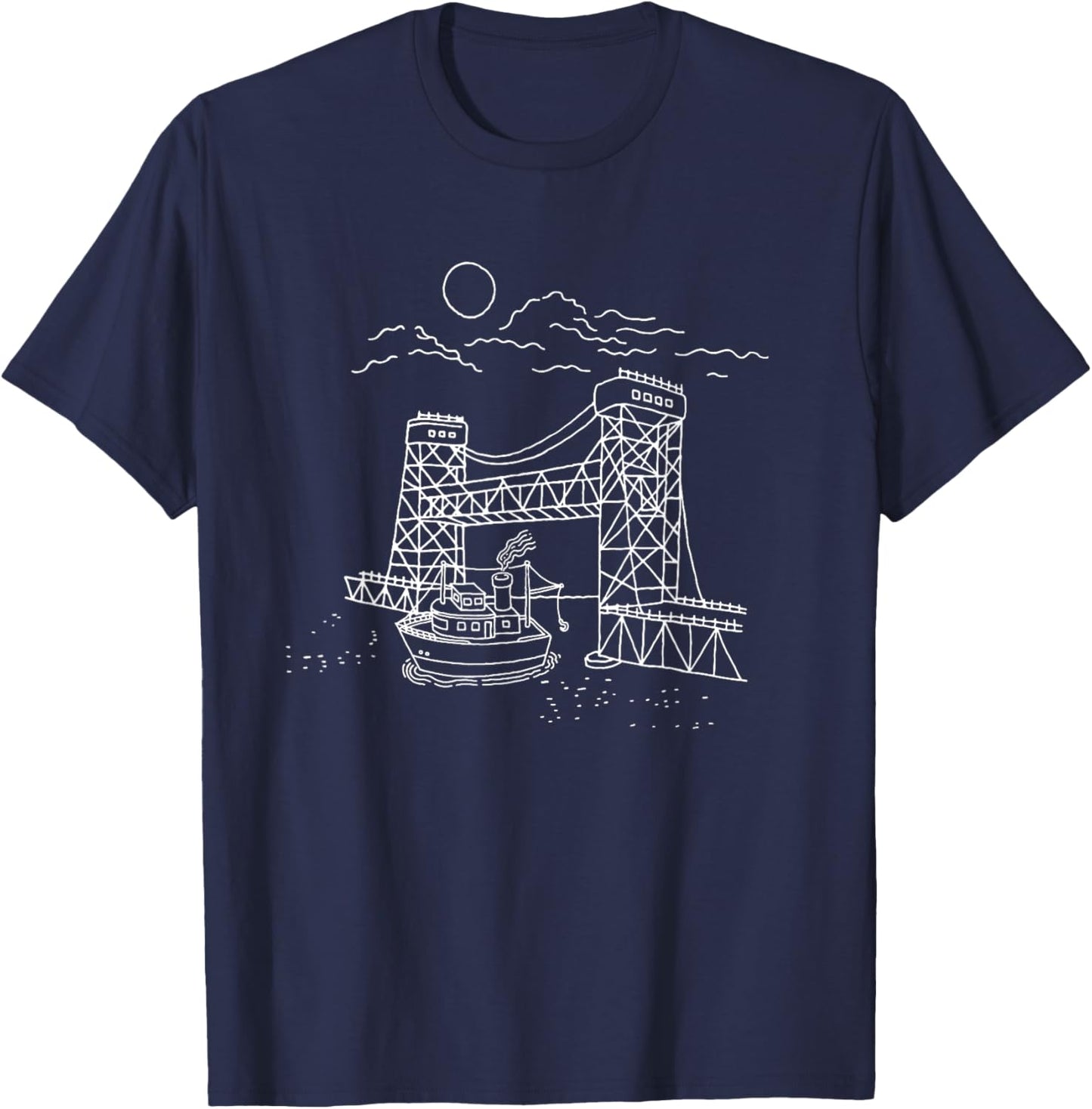 Portage Lake Lift Bridge Keweenaw Peninsula T-Shirt - T-Shirt | Navy