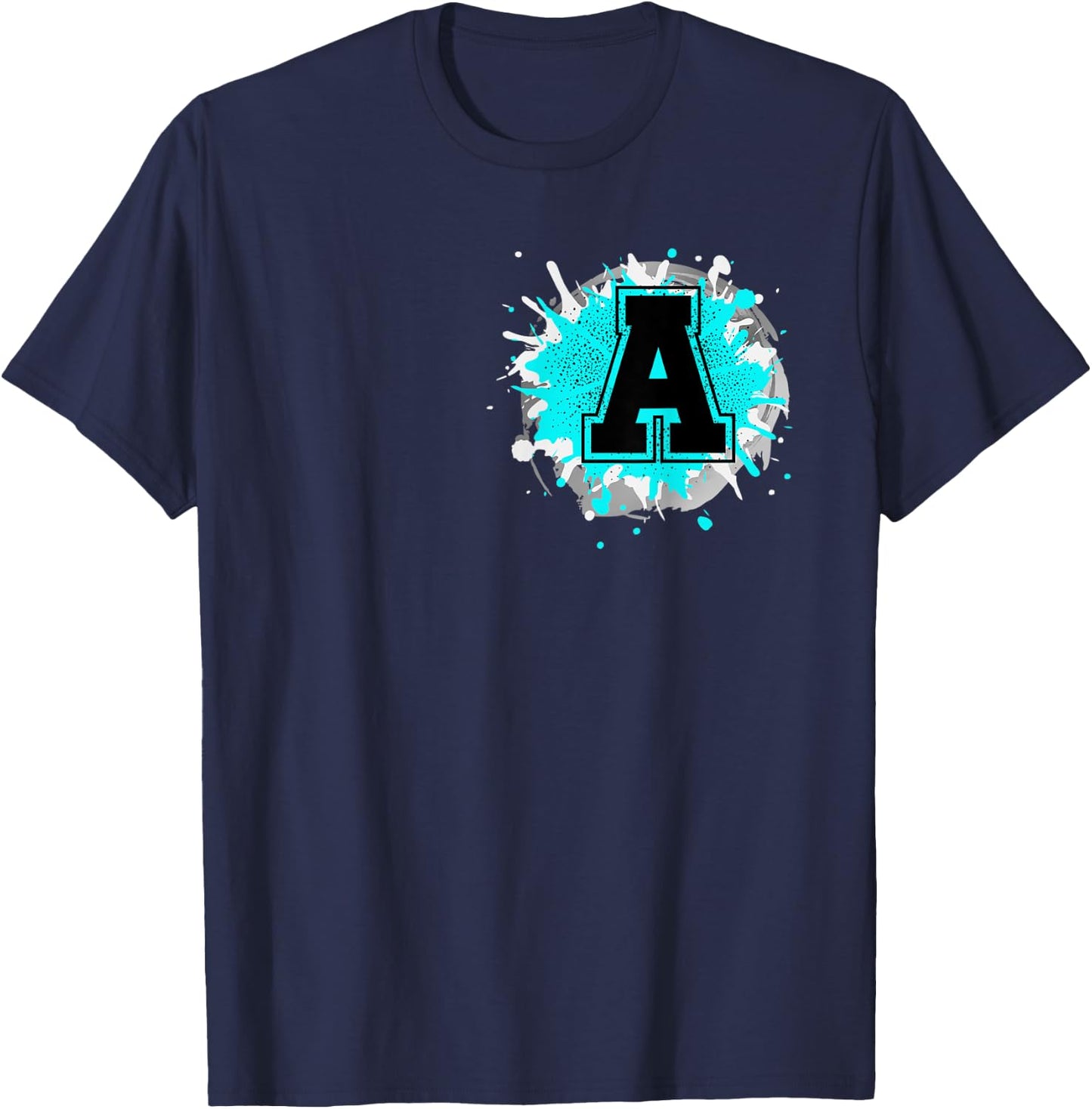 Monogram Letter A Alphabet Initials For Names Starting With T-Shirt - T-Shirt | Navy