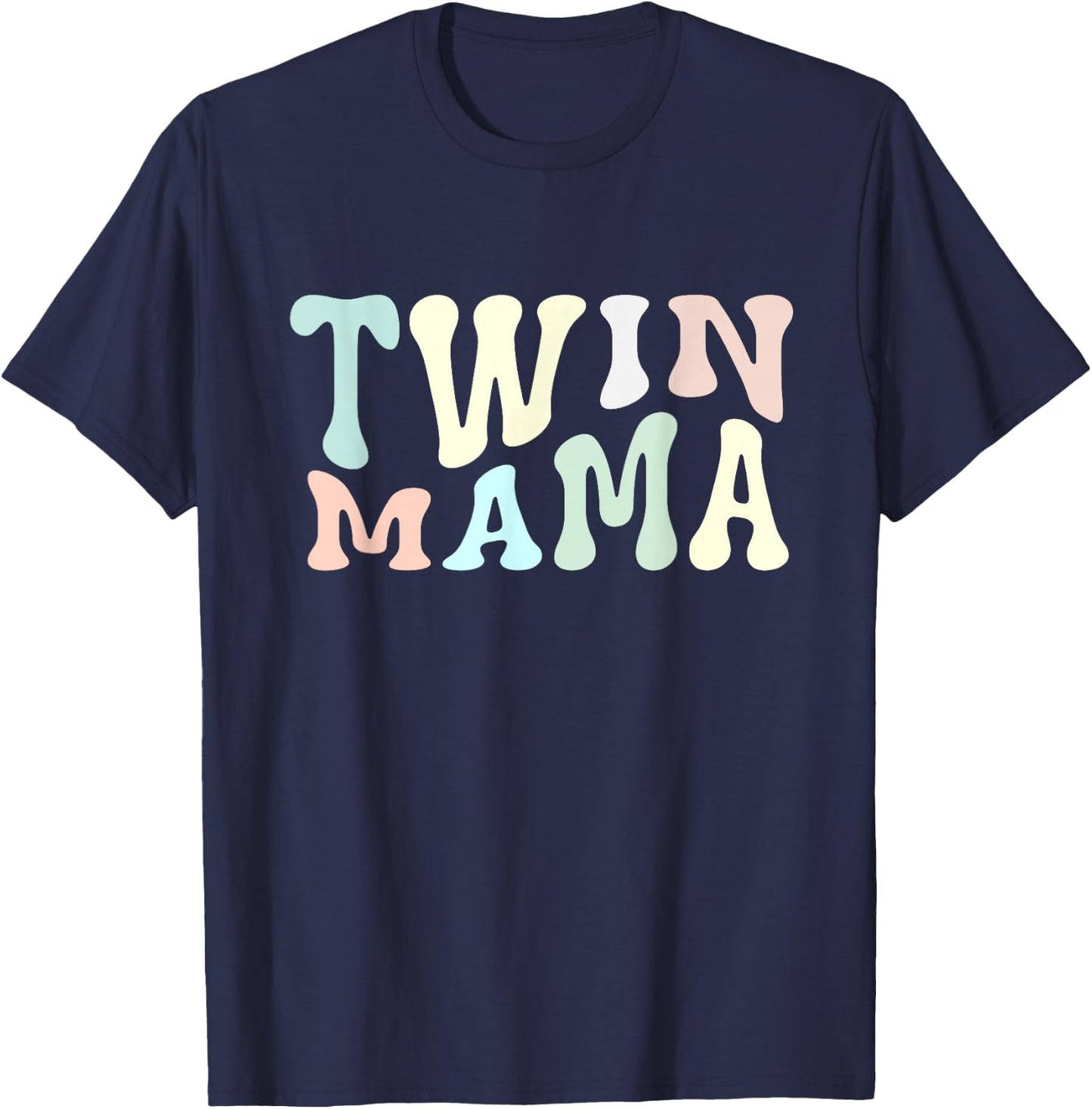 Retro Twin Mama Twin Mom Established Mom Motherhood T-Shirt - T-Shirt | Navy