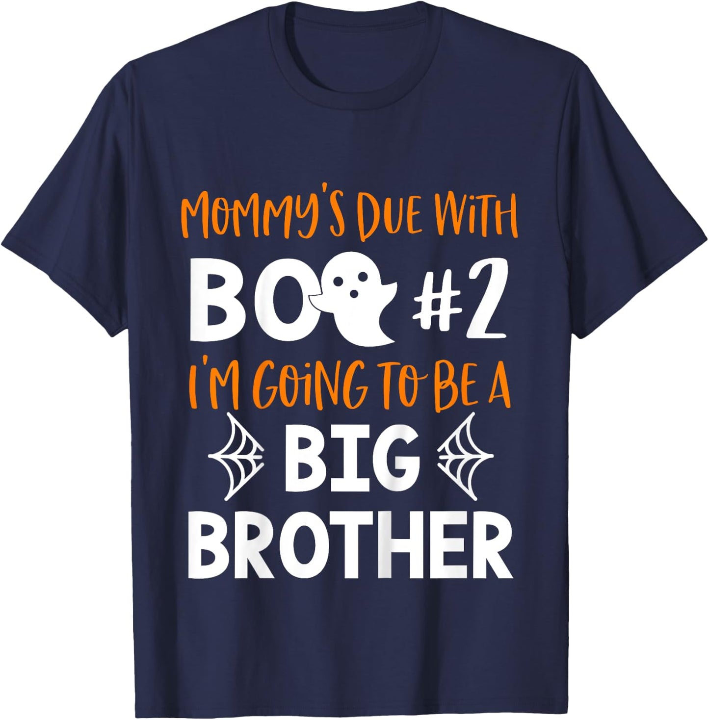 Kids Big Brother Halloween Pregnancy Announcement Boo #2 T-Shirt - T-Shirt | Navy