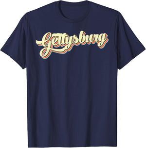 Gettysburg Retro Art Baseball Font Vintage T-Shirt - T-Shirt | Navy