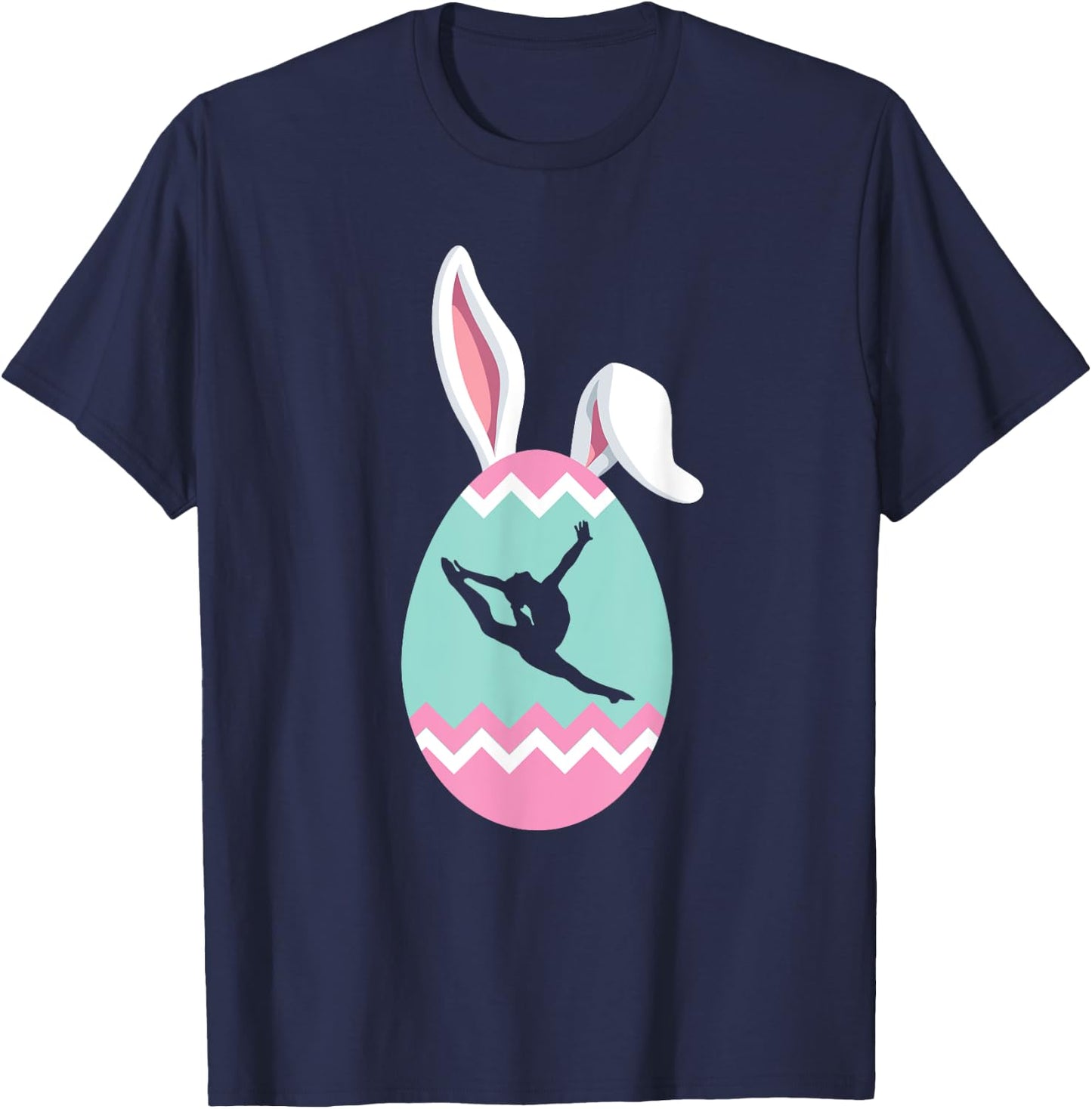 Eggcellent Gymnast Easter Egg Bunny Ears T-Shirt - T-Shirt | Navy