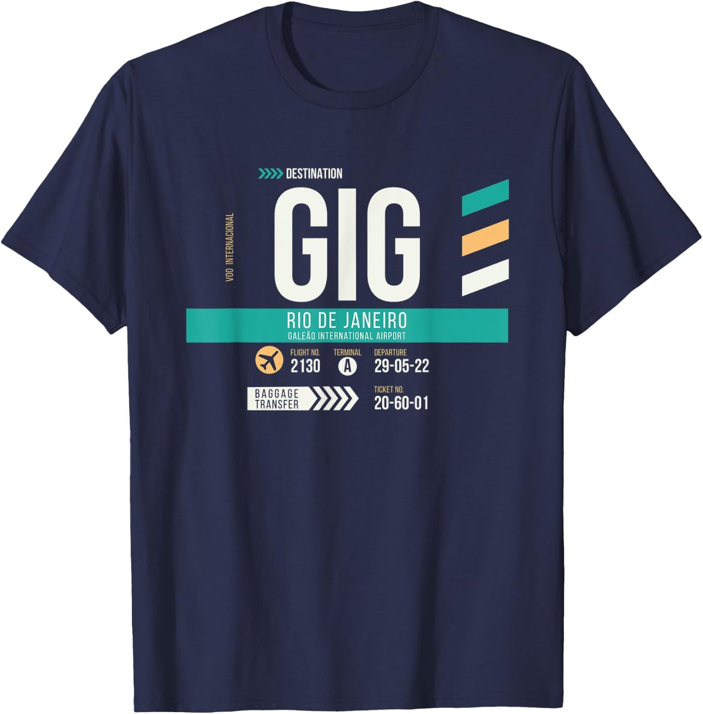 Vintage Rio GIG Airport Code Retro Travel Day Brazil T-Shirt - T-Shirt | Navy