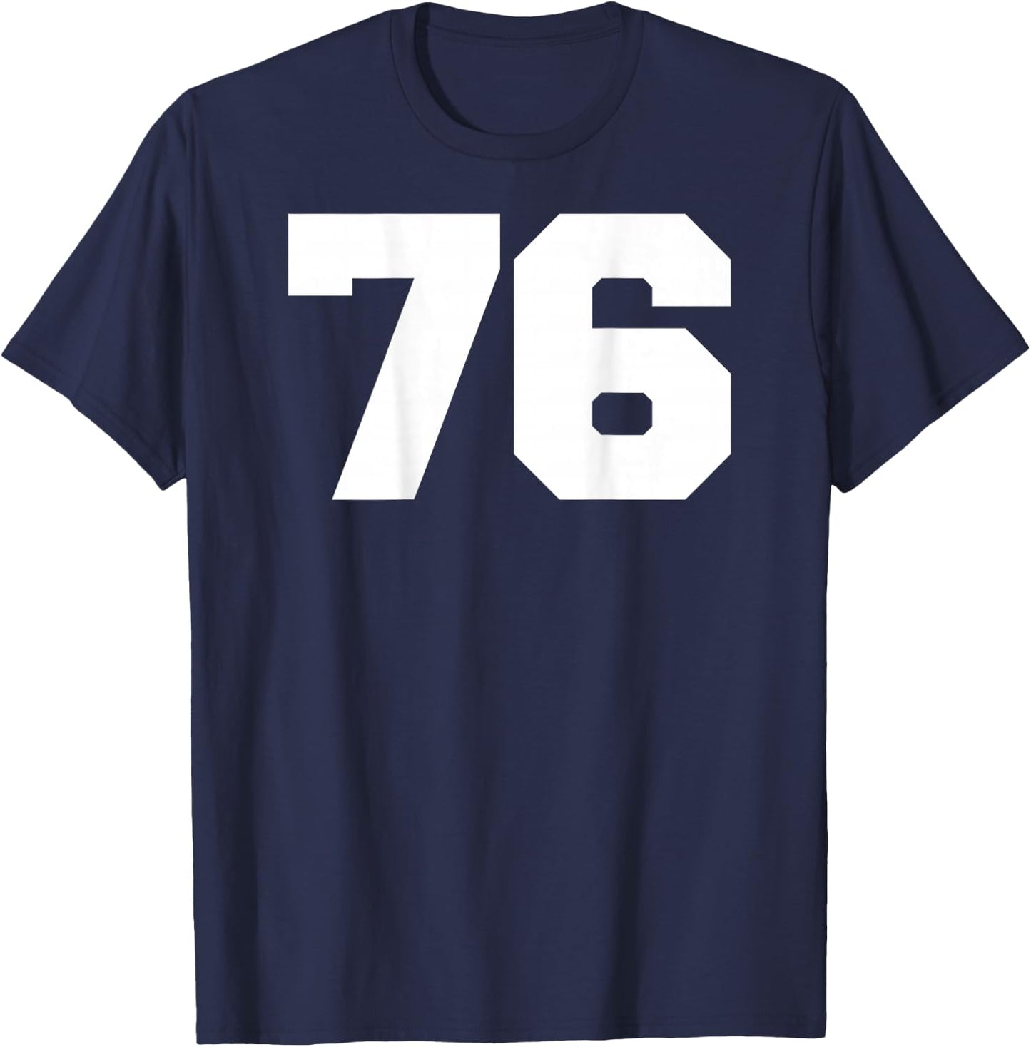 Number 76 Sports Jersey Player #76 Fan BACK PRINT Varsity T-Shirt - T-Shirt | Navy