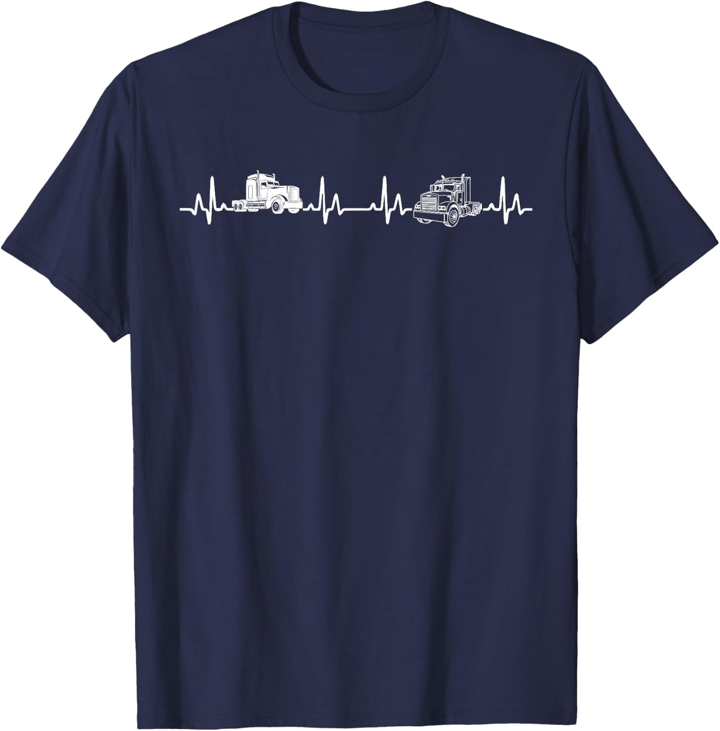 Truck Driver heartbeat For Trucker Men T-Shirt - T-Shirt | Navy