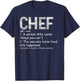 Chef Definition Chef & Cook Funny Cooking Culinary T-Shirt - T-Shirt | Navy