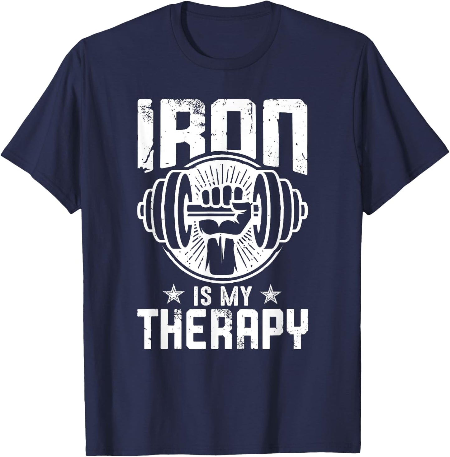 Iron Is My Therapy Gym Motivational T-Shirt - T-Shirt | Navy