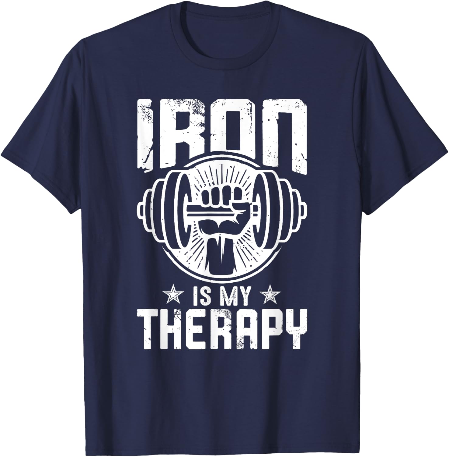 Iron Is My Therapy Gym Motivational T-Shirt - T-Shirt | Navy