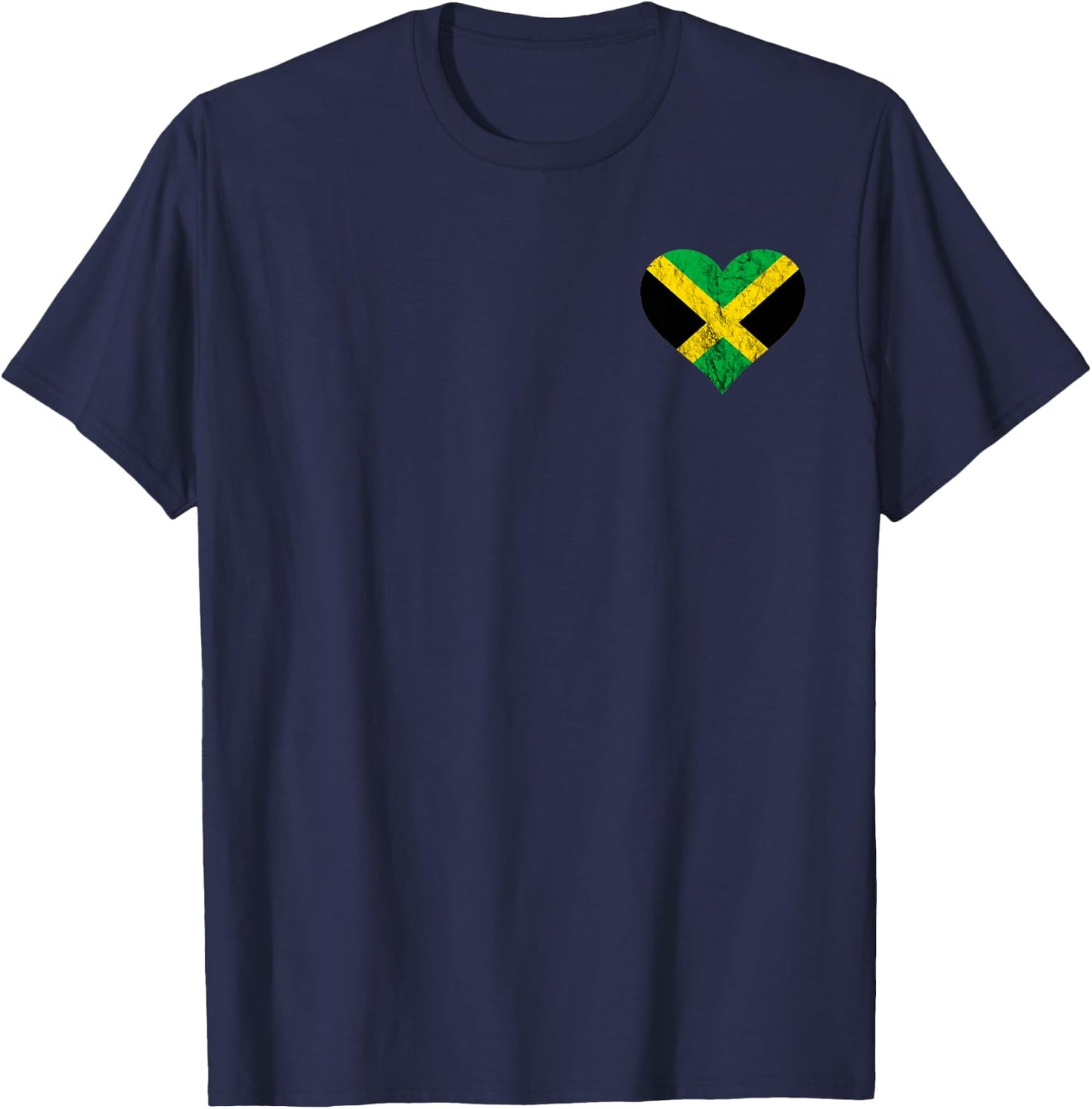 Jamaica Heart Jamaican Pride Caribbean Heritage Flag T-Shirt - T-Shirt | Navy