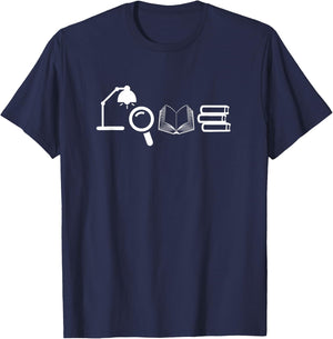 Love Books Reading Bookworm T-Shirt - T-Shirt | Navy