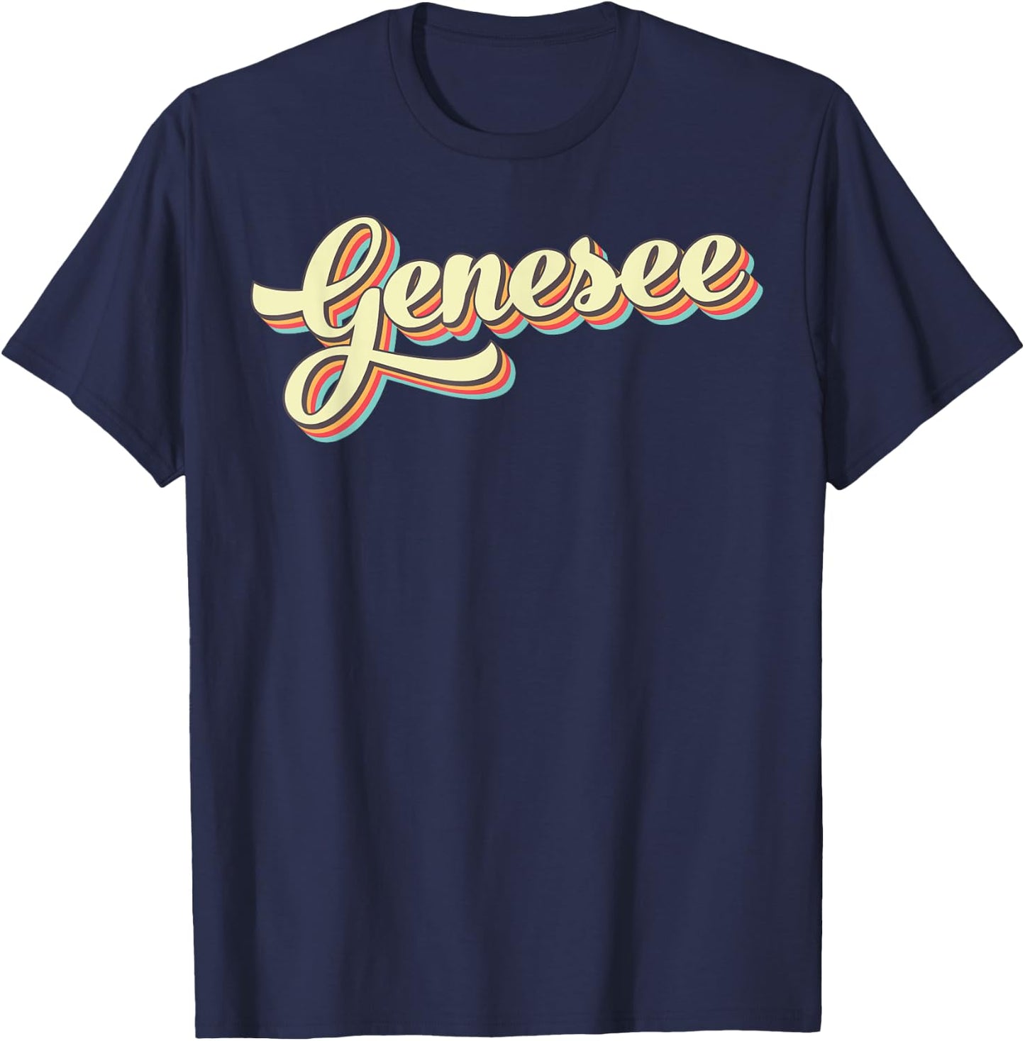 Genesee Retro Art Baseball Font Vintage T-Shirt - T-Shirt | Navy
