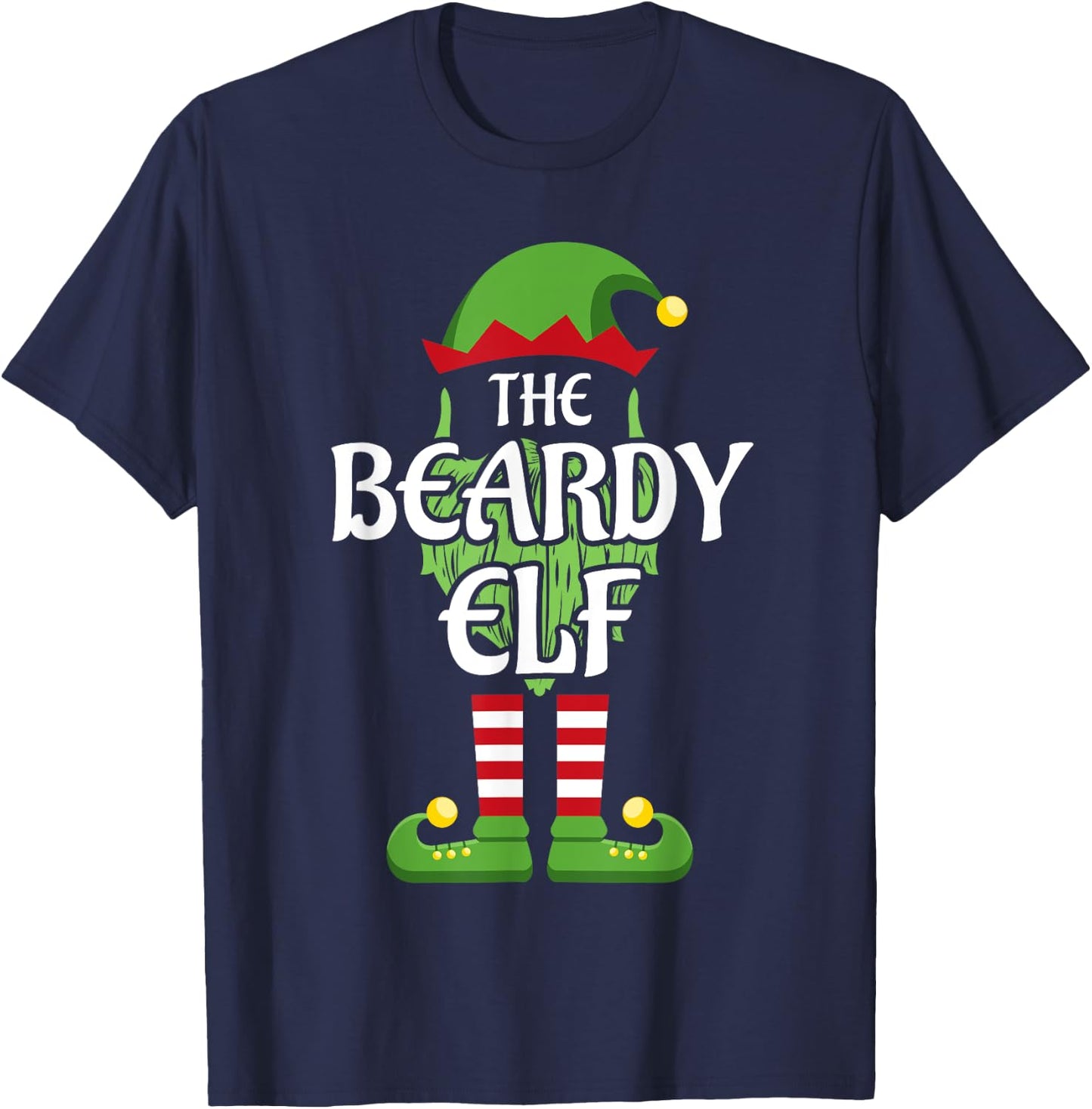 Beardy Elf Family Matching Group Christmas T-Shirt - T-Shirt | Navy