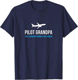 Pilot Grandpa Funny Cute Airplane Aviation Gift T-Shirt - T-Shirt | Navy