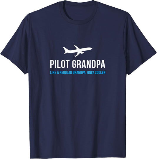 Pilot Grandpa Funny Cute Airplane Aviation Gift T-Shirt - T-Shirt | Navy