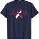 Oral Head And Neck Cancer Heartbeat Throat Burgundy Ribbon T-Shirt - T-Shirt | Navy