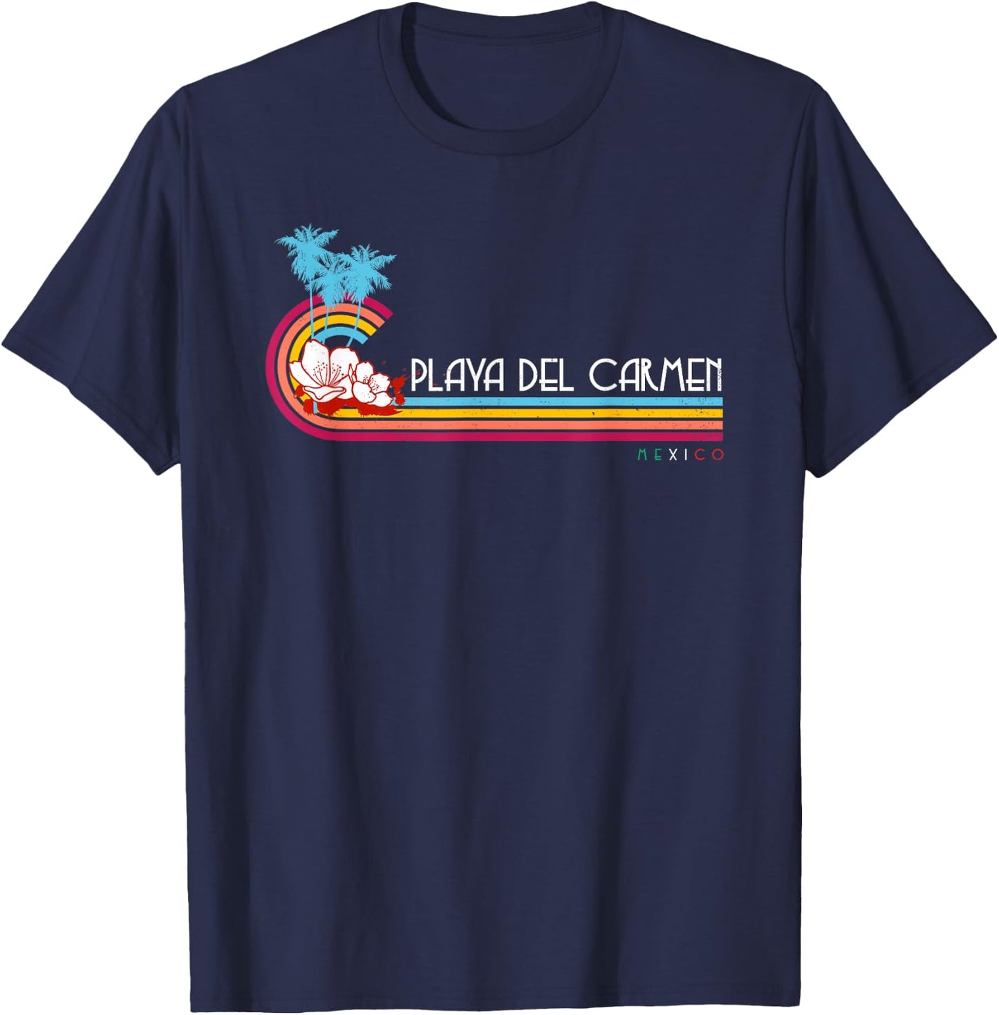 Summer Vacation Vintage Mexico Playa Del Carmen Beach T-Shirt - T-Shirt | Navy