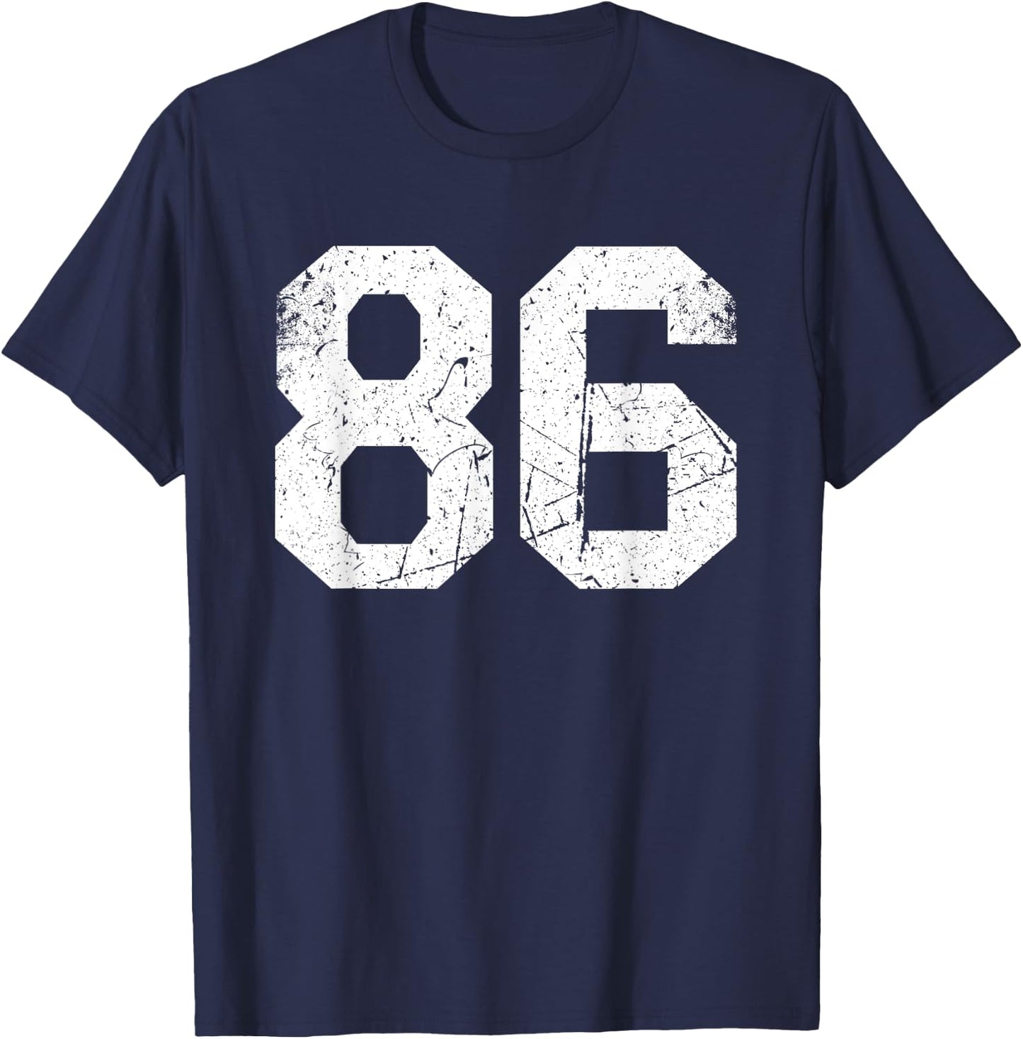 Number #86 White Retro Vintage Varsity Number T-Shirt - T-Shirt | Navy