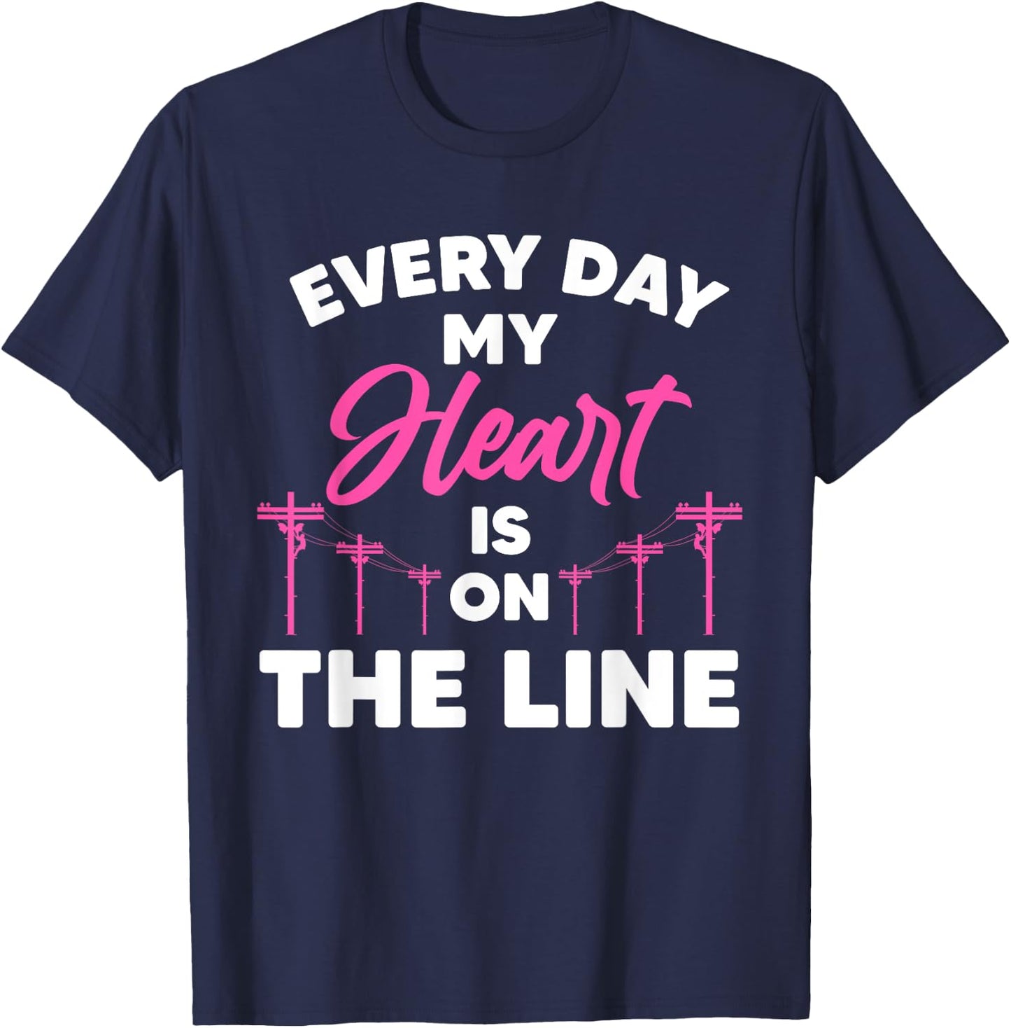 Funny Lineman Wife Girlfriend Design For Lineman Lover Women T-Shirt - T-Shirt | Navy