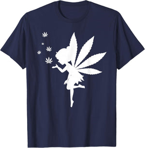 Weed Fairy Marijuana Fantasy Leaf Stoner Pot Smoker Cannabis T-Shirt - T-Shirt | Navy