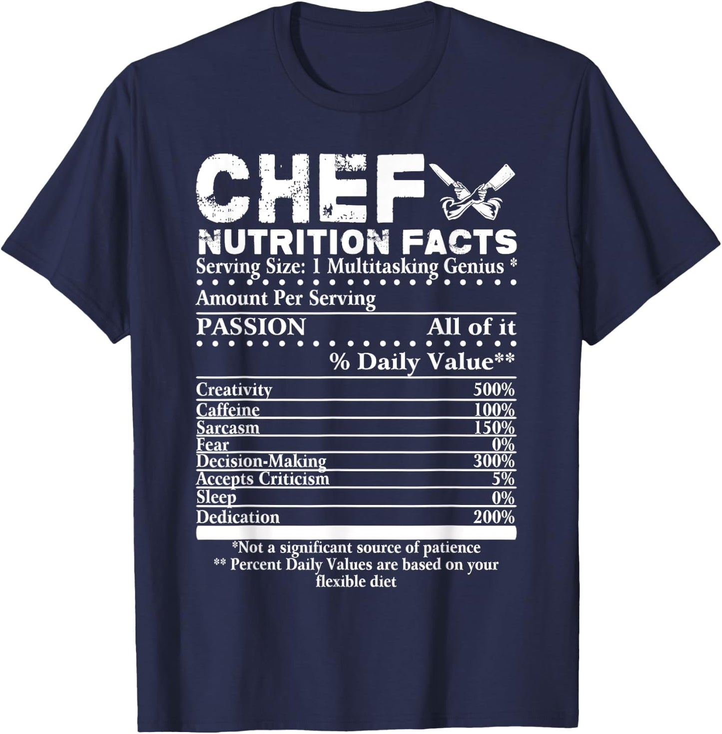 Chef Nutrition Facts Cool Chef Gift Chefs T-Shirt - T-Shirt | Navy