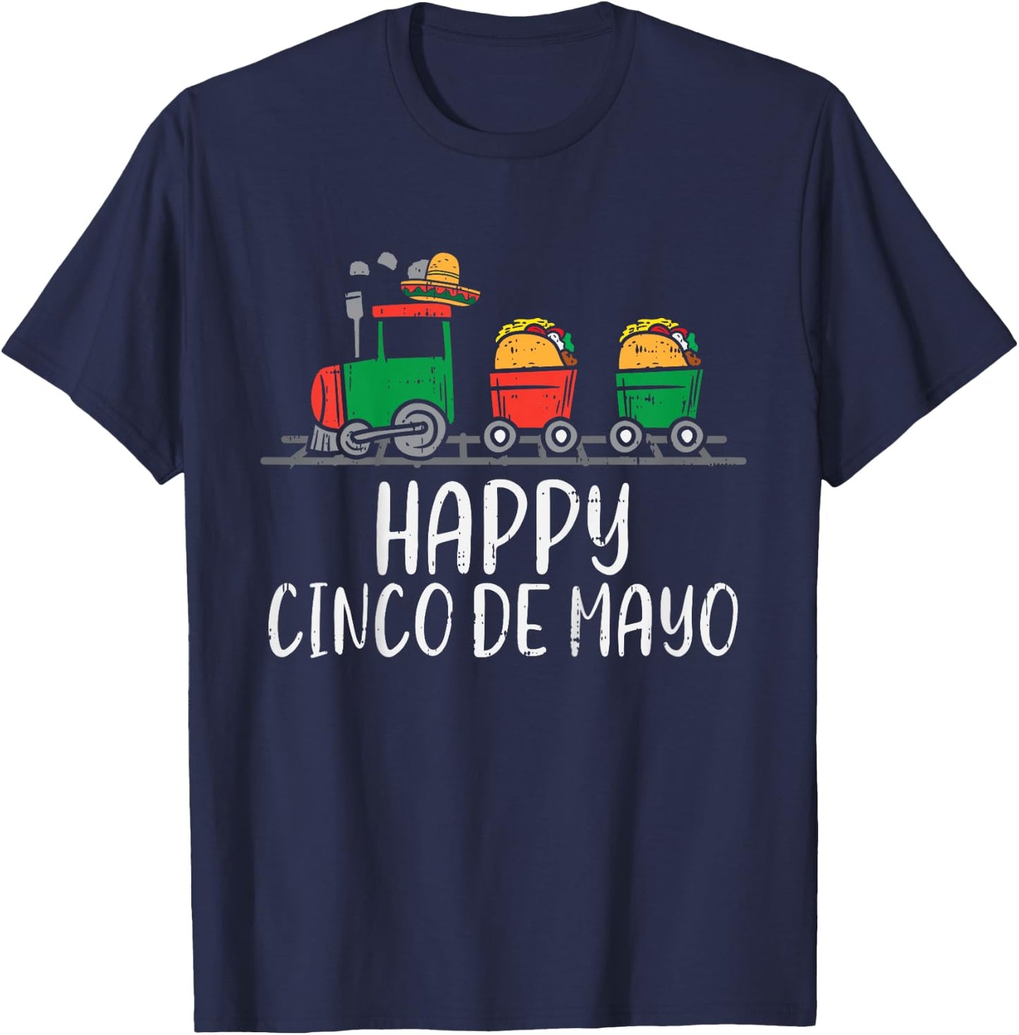 Kids Happy Cinco De Mayo Mexican Tacos Train Toddler Boys Kids T-Shirt - T-Shirt | Navy