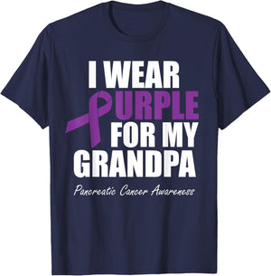 Pancreatic Cancer Awareness I Wear Purple For My Grandpa T-Shirt - T-Shirt | Navy