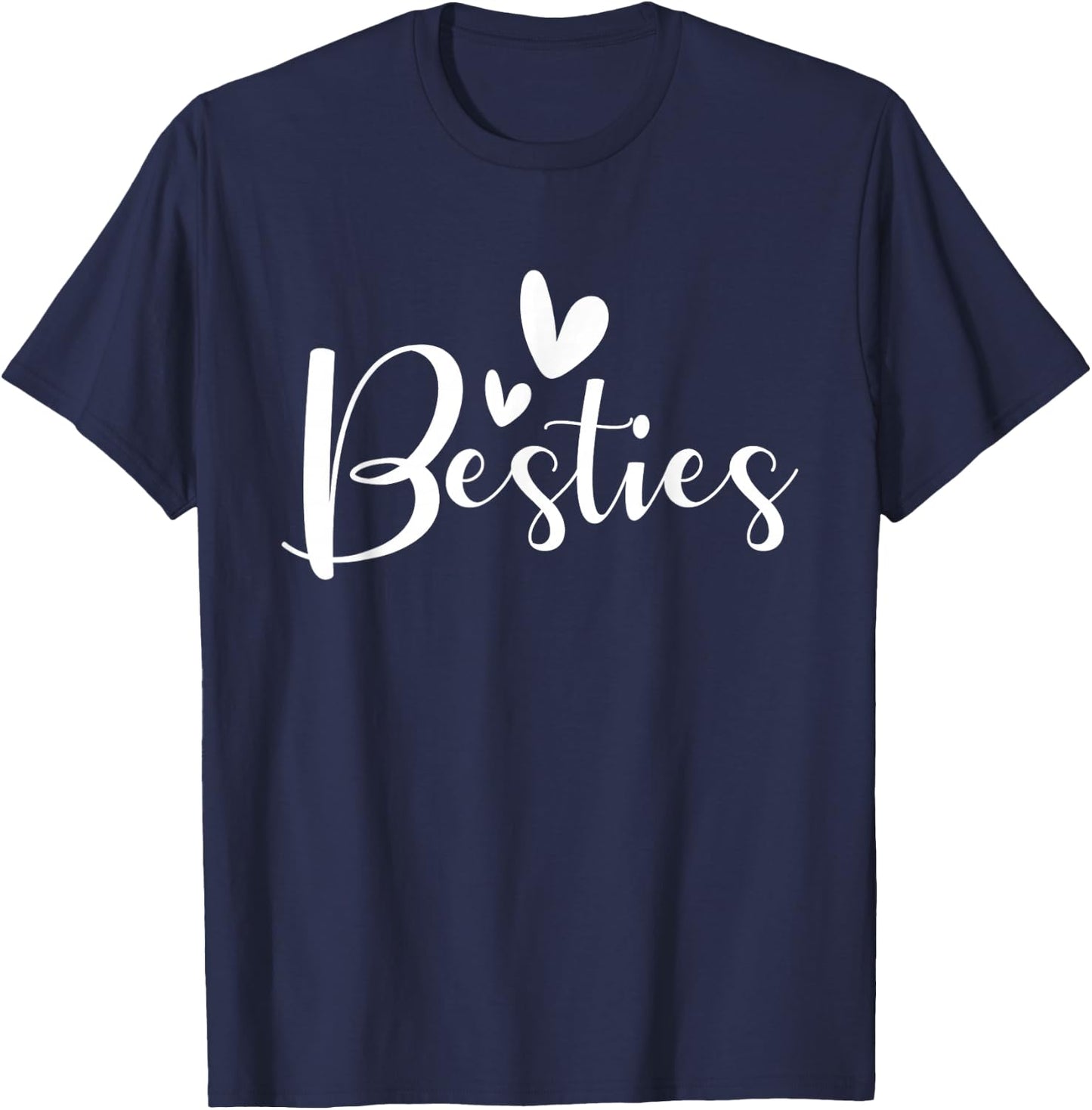 Besties - Crew Heart Matching Friends Friendship Best Friend T-Shirt - T-Shirt | Navy
