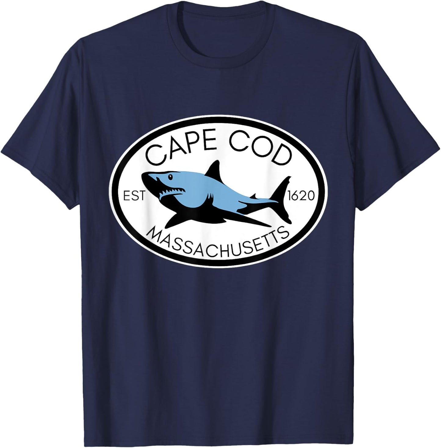Cape Cod Massachusetts Fishing Shark Fish Beach Boating T-Shirt - T-Shirt | Navy