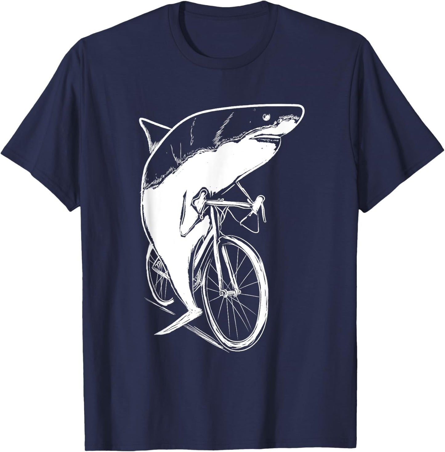 Cycling Shark Bicycle Clothes Outfit Cyclist Gift Shark T-Shirt - T-Shirt | Navy