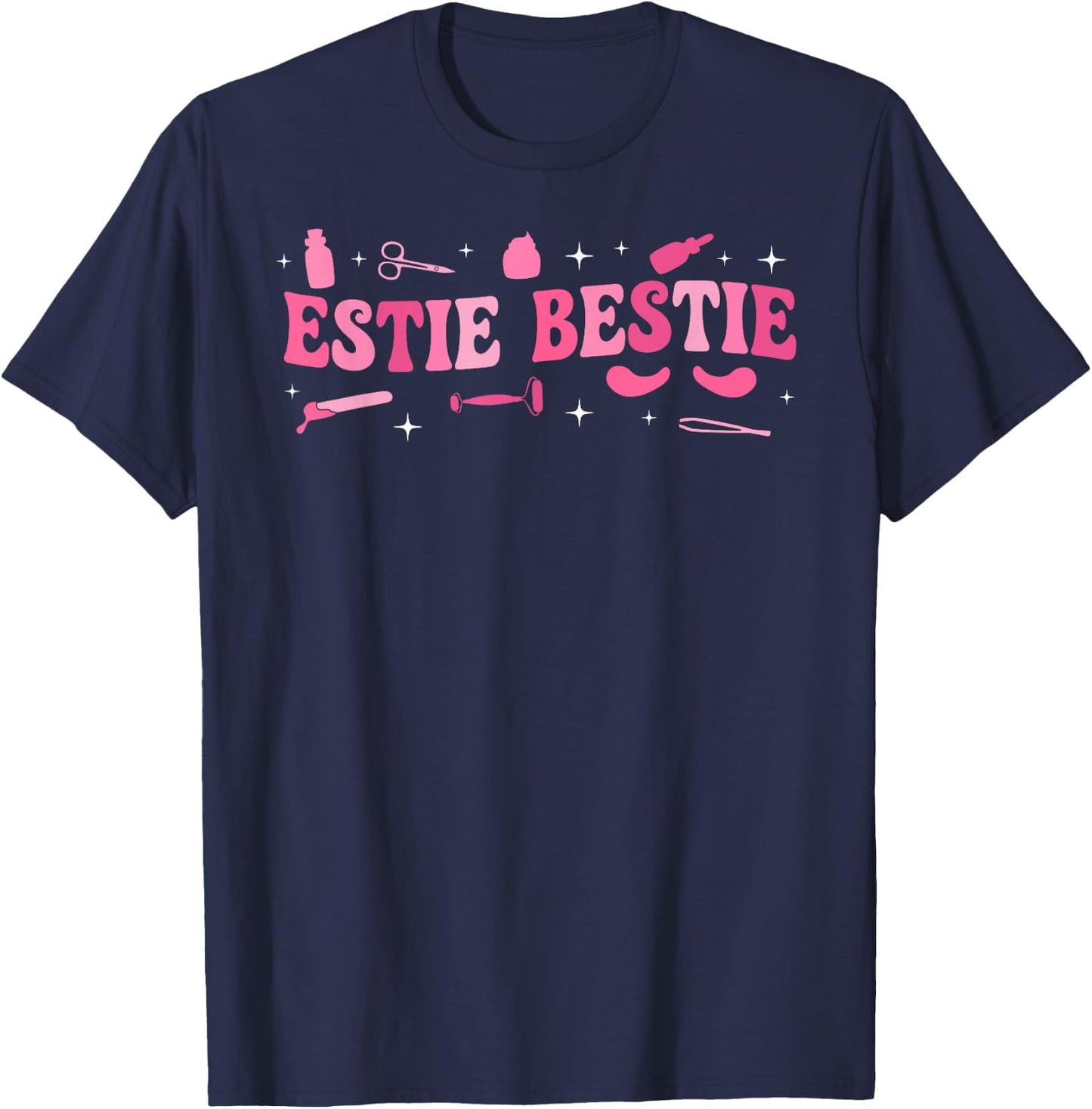 Estie Bestie Esthetician Esthetics Groovy Estheticians T-Shirt - T-Shirt | Navy