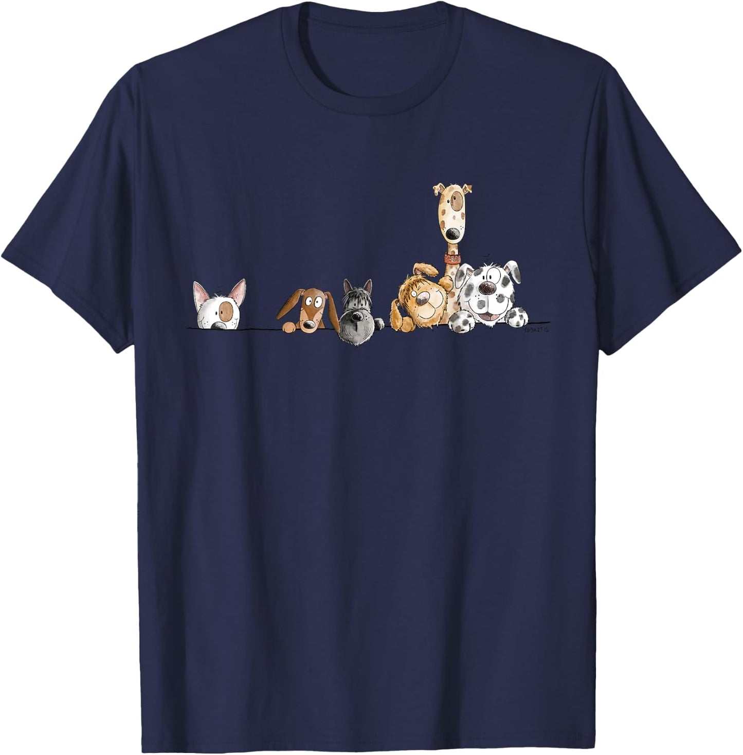 Droll Dogs Team I Funny Puppy Dog Lover Cartoon Fun T-Shirt - T-Shirt | Navy