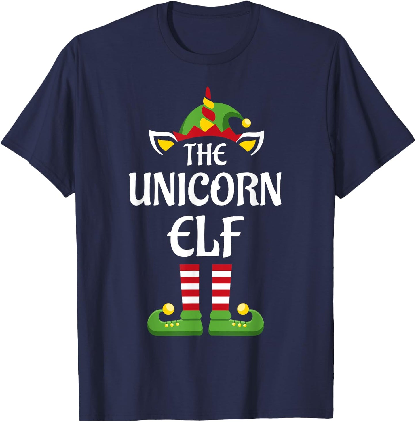 Unicorn Elf Family Matching Group Christmas T-Shirt - T-Shirt | Navy
