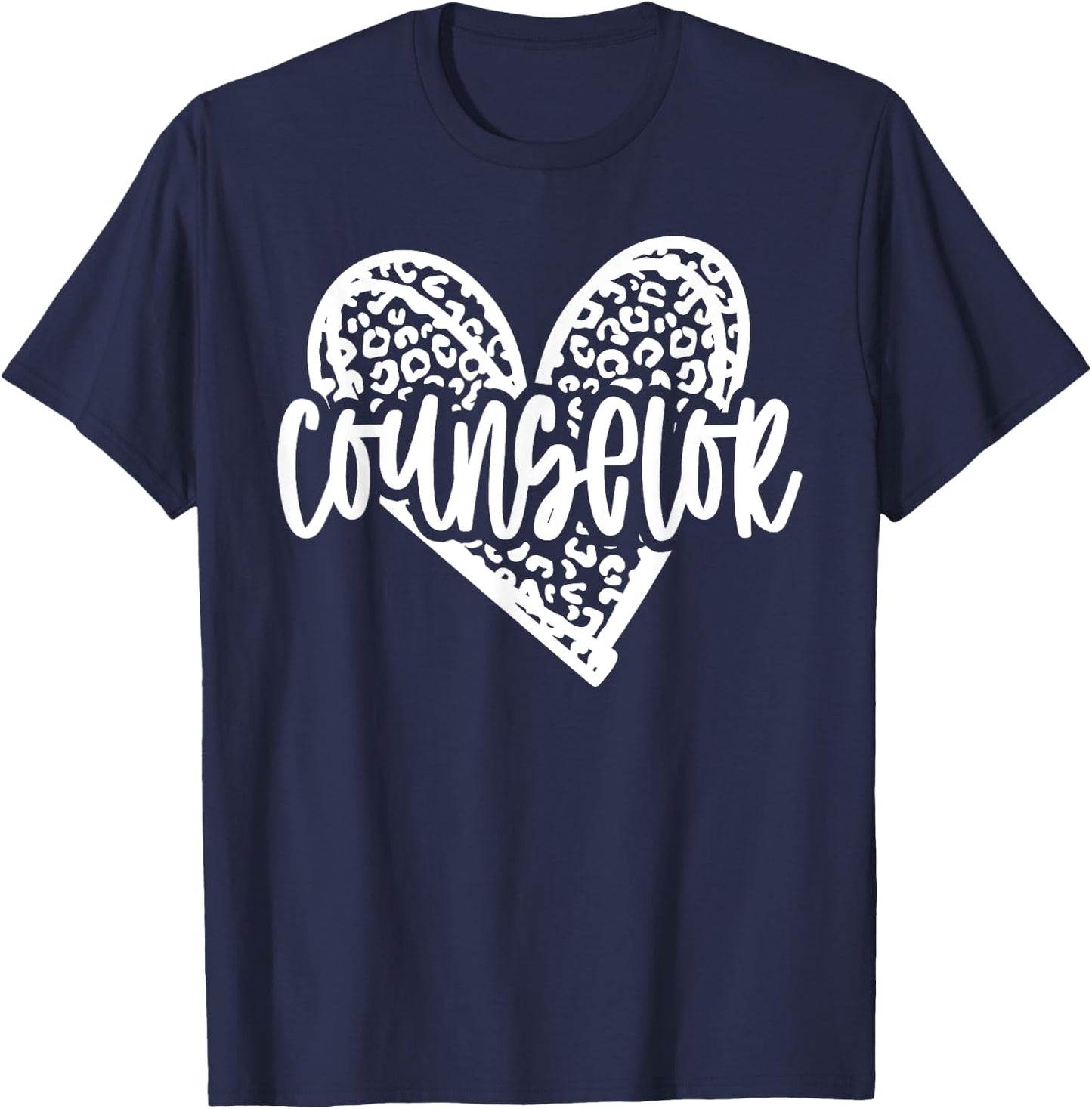 School Counselor Leopard Heart Schools Guidance Counseling T-Shirt - T-Shirt | Navy