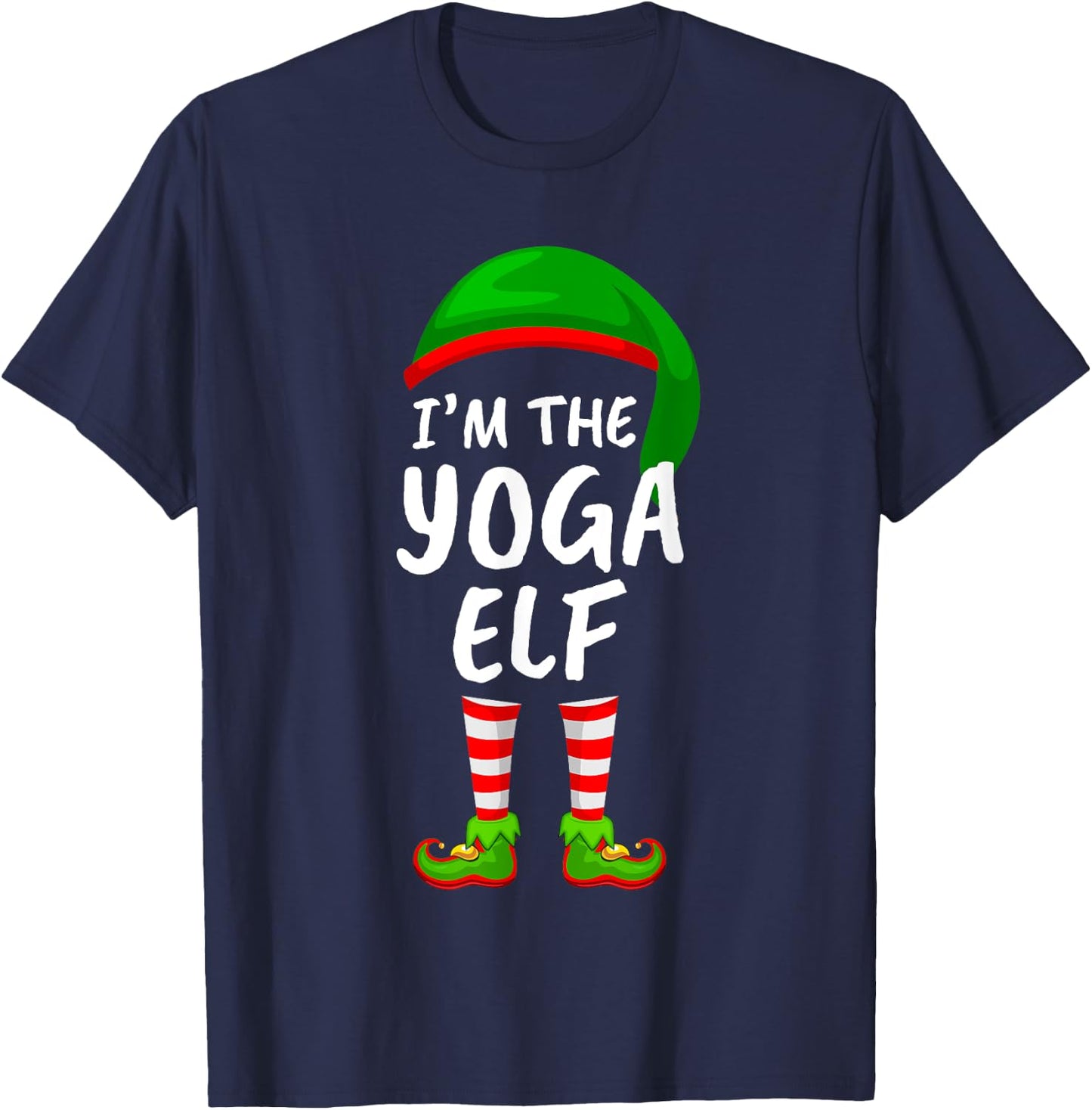 Matching Family Funny I'm The Yoga Elf Christmas T-Shirt - T-Shirt | Navy