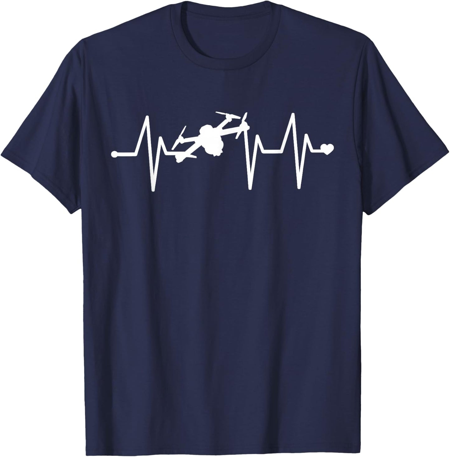 Drone Pilot Heartbeat Pulse Shirt - Funny Drone Shirt T-Shirt - T-Shirt | Navy