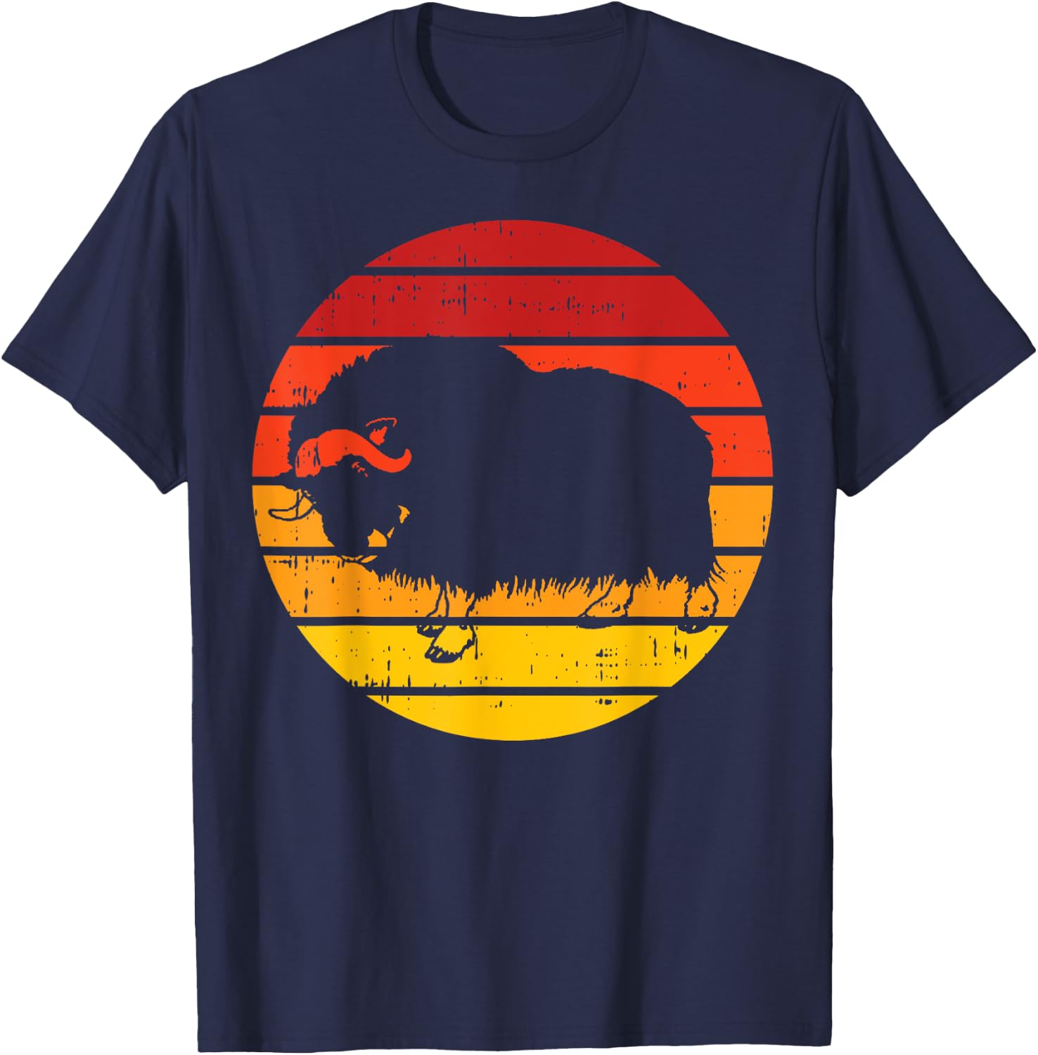 Retro Musk Ox T-Shirt - T-Shirt | Navy