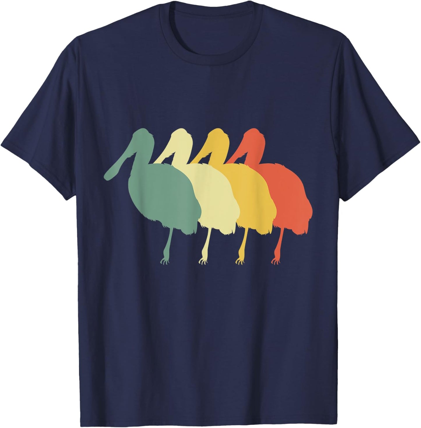 Retro Roseate Bird Vintage Roseate Bird Silhouette Bird T-Shirt - T-Shirt | Navy