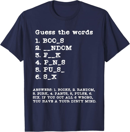 Funny Guess the Words Word Puzzle Word Games Grammer Teacher T-Shirt - T-Shirt | Navy