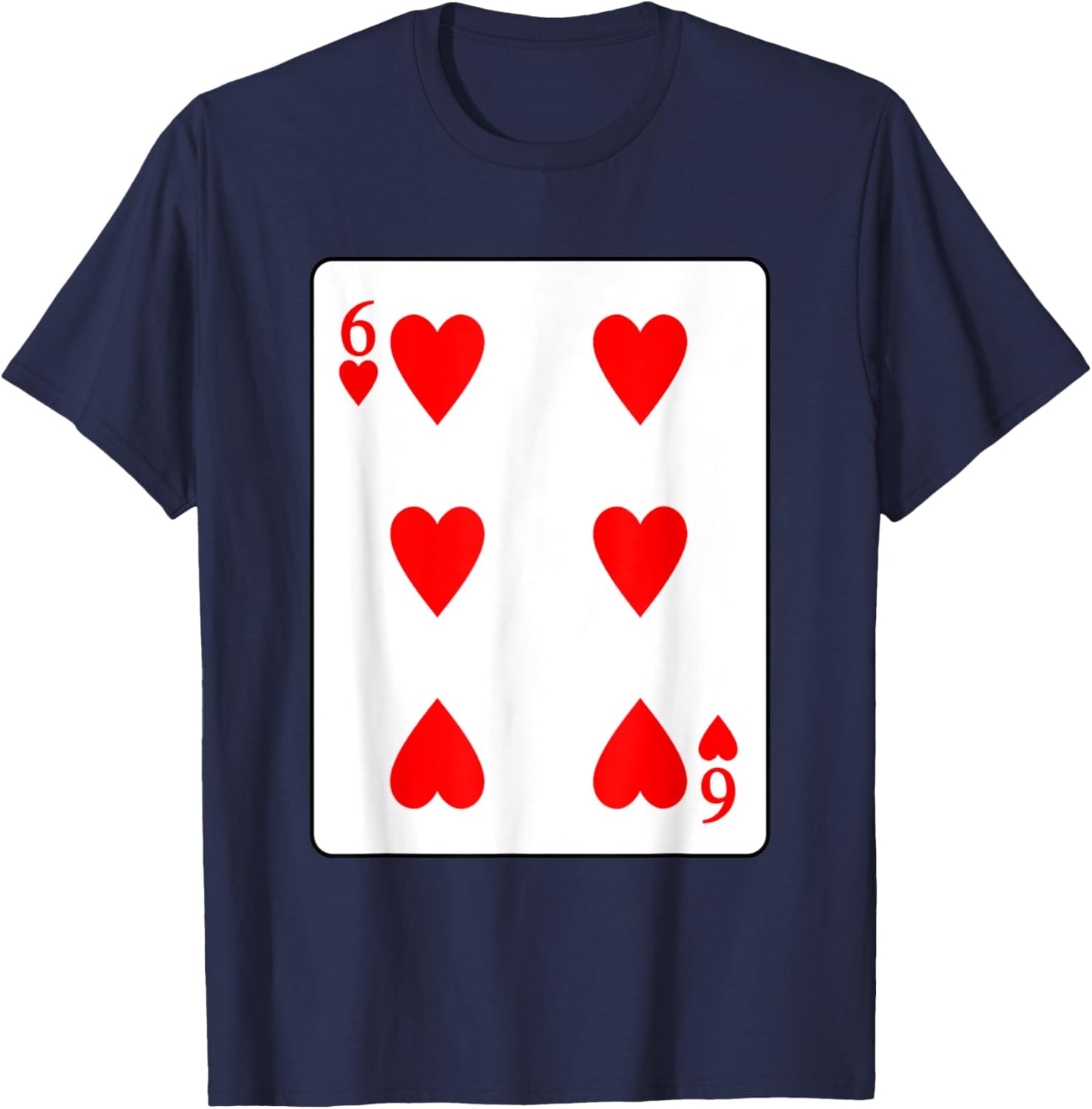 Six Of Hearts Playing Card Valentine Costume T-Shirt - T-Shirt | Navy