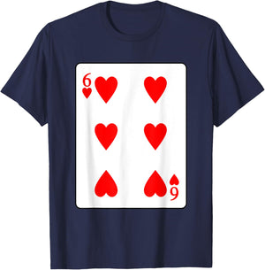 Six Of Hearts Playing Card Valentine Costume T-Shirt - T-Shirt | Navy