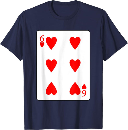 Six Of Hearts Playing Card Valentine Costume T-Shirt - T-Shirt | Navy