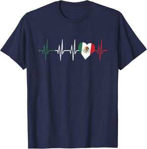 Mexico Heart Pulse Line ECG Heart Rate Women T-Shirt - T-Shirt | Navy