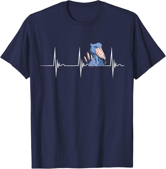 Shoebill Bird Heartbeat EKG Pulse Mayan Bird African Bird T-Shirt - T-Shirt | Navy
