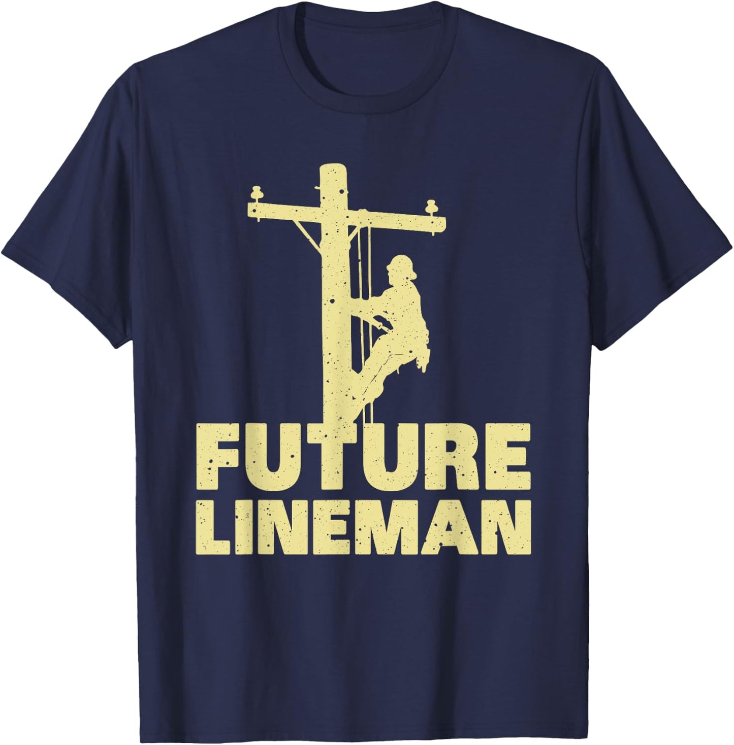 Cute Lineman Designs For Kids Men Women Electrician Funny T-Shirt - T-Shirt | Navy