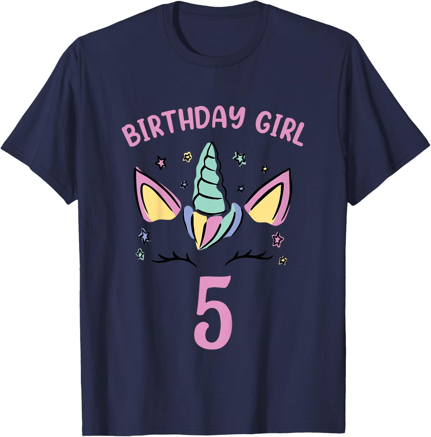 5th Birthday Unicorn Girls Birthday Girl 5 T-Shirt - T-Shirt | Navy