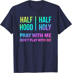 Rainbow Half Hood Half Holy T-Shirt - T-Shirt | Navy