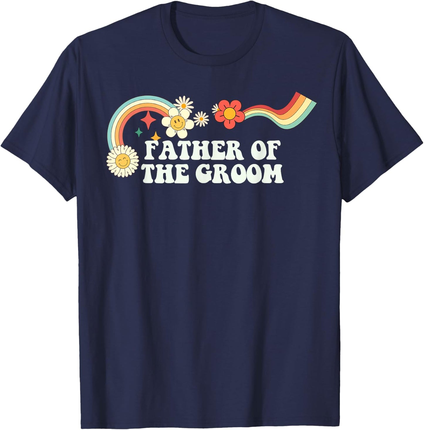 Groovy Script Funny Father of the Groom, Retro Quote T-Shirt - T-Shirt | Navy